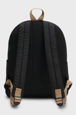 Kids' backpack in textured fabric with printed logo, Black