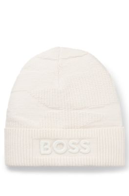 Gorro de punto estampado para ni&ntilde;os con logo bordado, Beige claro