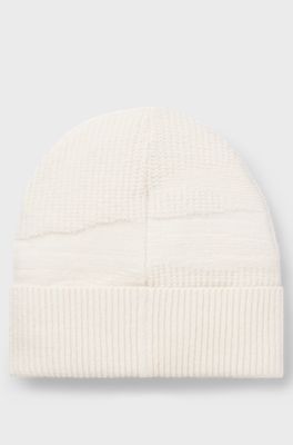 Kids' patterned beanie hat with logo embroidery, Light Beige