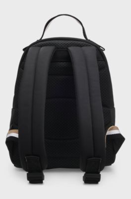 Kids' backpack in coated fabric with printed logo, Black