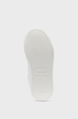 Kids' logo trainers in leather with triple riptape straps, White