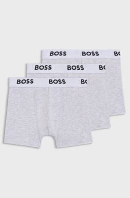 Paquete de tres calzoncillos b&oacute;xer para ni&ntilde;os en algod&oacute;n el&aacute;stico, Gris claro