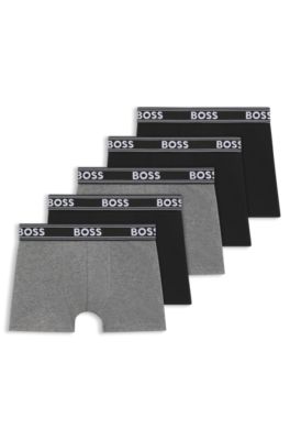 Five-pack of kids' boxer shorts in stretch cotton, Black