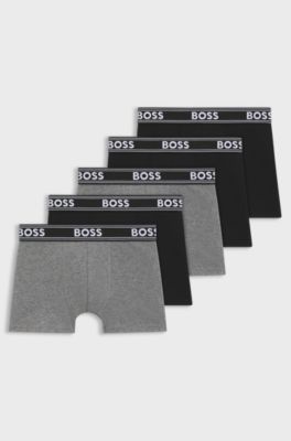Set van vijf boxershorts voor kinderen van stretchkatoen, Zwart