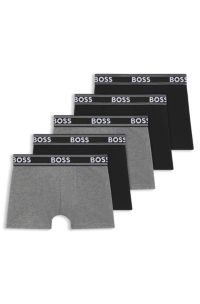 Five-pack of kids' boxer shorts in stretch cotton, Black