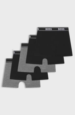 Five-pack of kids' boxer shorts in stretch cotton, Black