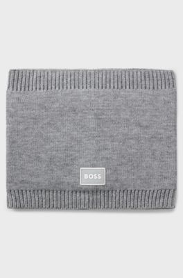 Kids' twisted-knit snood with logo badge, Dark Grey