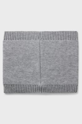 Kids' twisted-knit snood with logo badge, Dark Grey