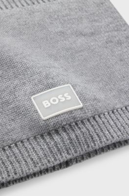 Kids' twisted-knit snood with logo badge, Dark Grey