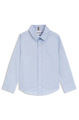 Kids' shirt in Oxford cotton with embroidered logo, Light Blue