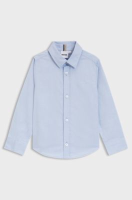 Kids' shirt in Oxford cotton with embroidered logo, Light Blue