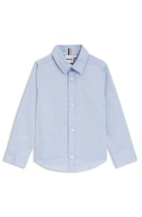 Kids-Hemd aus Oxford-Baumwolle mit Logo-Stickerei, Hellblau