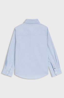 Kids' shirt in Oxford cotton with embroidered logo, Light Blue