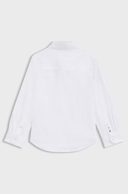 Maglietta bambini in cotone Oxford con logo ricamato, Bianco