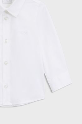 Camicia regular fit in cotone Oxford bambini, Bianco