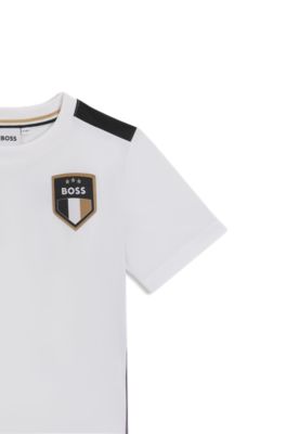 Kids' T-shirt in stretch jersey with gradient-print trims, White