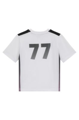 Kids' T-shirt in stretch jersey with gradient-print trims, White
