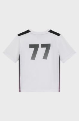 Kids' T-shirt in stretch jersey with gradient-print trims, White