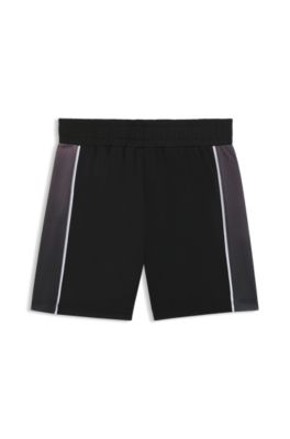 Kindershort in stretch-jersey met logoprint, Zwart