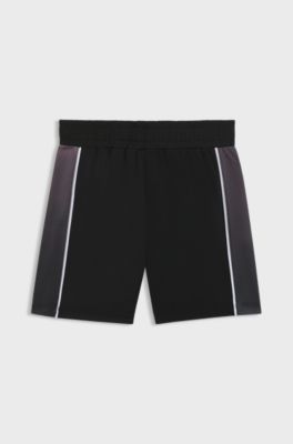 Kids' stretch-jersey shorts with logo print, Black