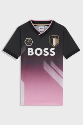 T-shirt voor kinderen van stretchjersey met print in kleurverloop, Bedrukt