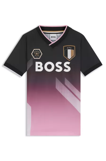 Camiseta de punto elástico para niños con estampado degradado