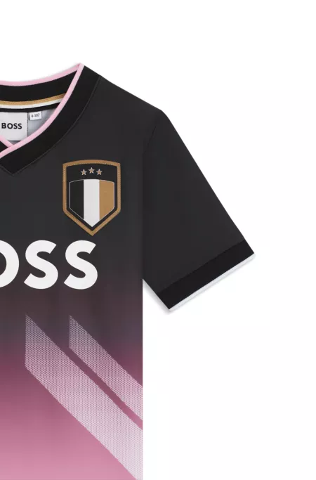 Camiseta de punto elástico para niños con estampado degradado