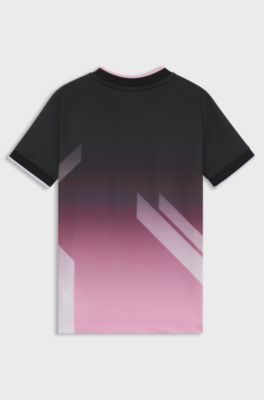 T-shirt per bambini in jersey elasticizzato con logo stampato sfumato, A disegni