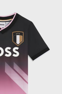 T-shirt voor kinderen van stretchjersey met print in kleurverloop, Bedrukt