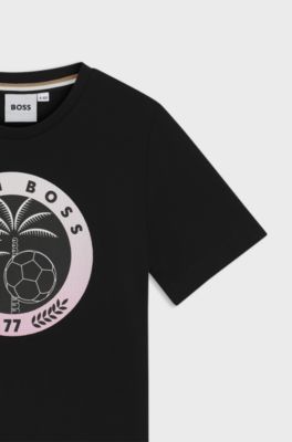 Kids' T-shirt in cotton with creative artwork, Black