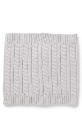 Scaldacollo per bambini in maglia a trecce con logo ricamato, Grigio chiaro