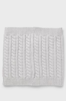 Scaldacollo per bambini in maglia a trecce con logo ricamato, Grigio chiaro