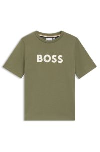 Kids' T-shirt in cotton jersey with logo print, Dark Green
