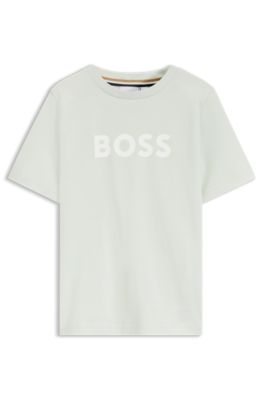 Kids' T-shirt in cotton jersey with logo print, Light Green