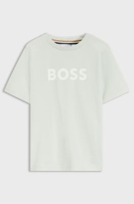 Kids' T-shirt in cotton jersey with logo print, Light Green