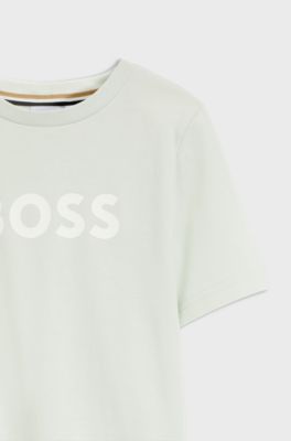 T-shirt bambini in jersey di cotone con logo stampato, Calce