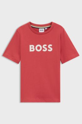Kids' T-shirt in cotton jersey with logo print, Red
