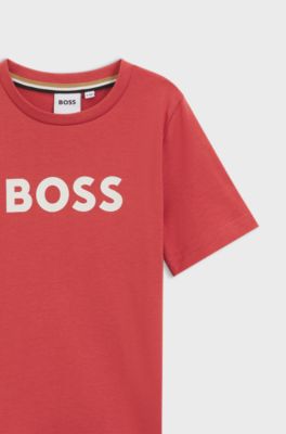 Kids' T-shirt in cotton jersey with logo print, Red