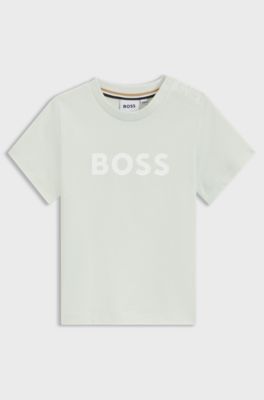 Kids' T-shirt in cotton jersey with logo print, Light Green
