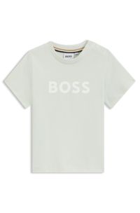 Kids' T-shirt in cotton jersey with logo print, Light Green