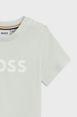 Kids' T-shirt in cotton jersey with logo print, Light Green