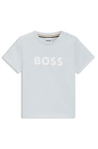 Kids' T-shirt in cotton jersey with logo print, Light Blue