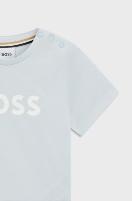 Kids T-Shirt aus Baumwoll-Jersey mit Logo-Print, Hellblau