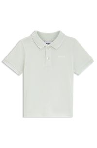 Kids' polo shirt in cotton piqu&eacute; with logo print, Light Green