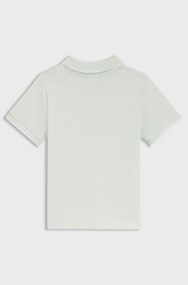 Kinderpolo van katoenpiqu&eacute; met logoprint, Kalk