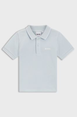 Poloshirt f&uuml;r Kinder aus Baumwoll-Piqu&eacute; mit Logo-Print, Hellblau