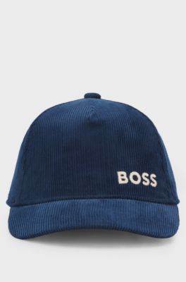 Kinderpet van katoenen fluweel met logostiksel, Donkerblauw