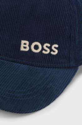 Kinderpet van katoenen fluweel met logostiksel, Donkerblauw