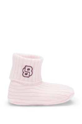 Mules en maille de coton avec logos pour b&eacute;b&eacute;, Rose clair