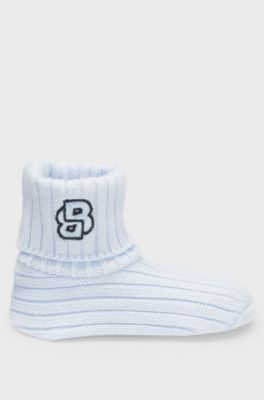 Babypantoffels van gebreide katoen met Double B-monogram, Lichtblauw